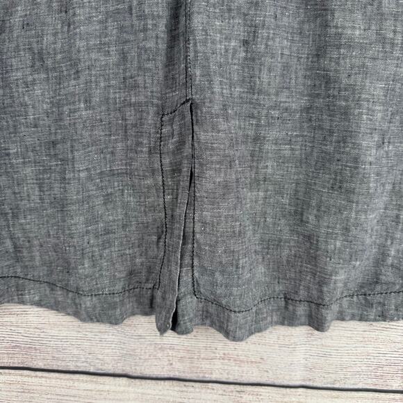 Caslon Linen Snap Down Jacket Womens Medium Gray Metal Buttons - Picture 6 of 10